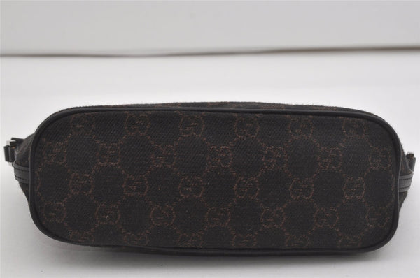 Authentic GUCCI Hand Bag Pouch Purse GG Canvas Leather 07198 Black 5429I