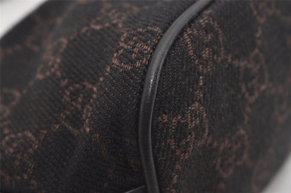 Authentic GUCCI Hand Bag Pouch Purse GG Canvas Leather 07198 Black 5429I