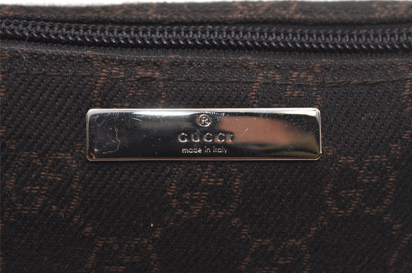 Authentic GUCCI Hand Bag Pouch Purse GG Canvas Leather 07198 Black 5429I