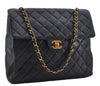 Authentic CHANEL Caviar Skin Turnlock Matelasse Shoulder Hand Bag Black 5430E