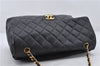 Authentic CHANEL Caviar Skin Turnlock Matelasse Shoulder Hand Bag Black 5430E