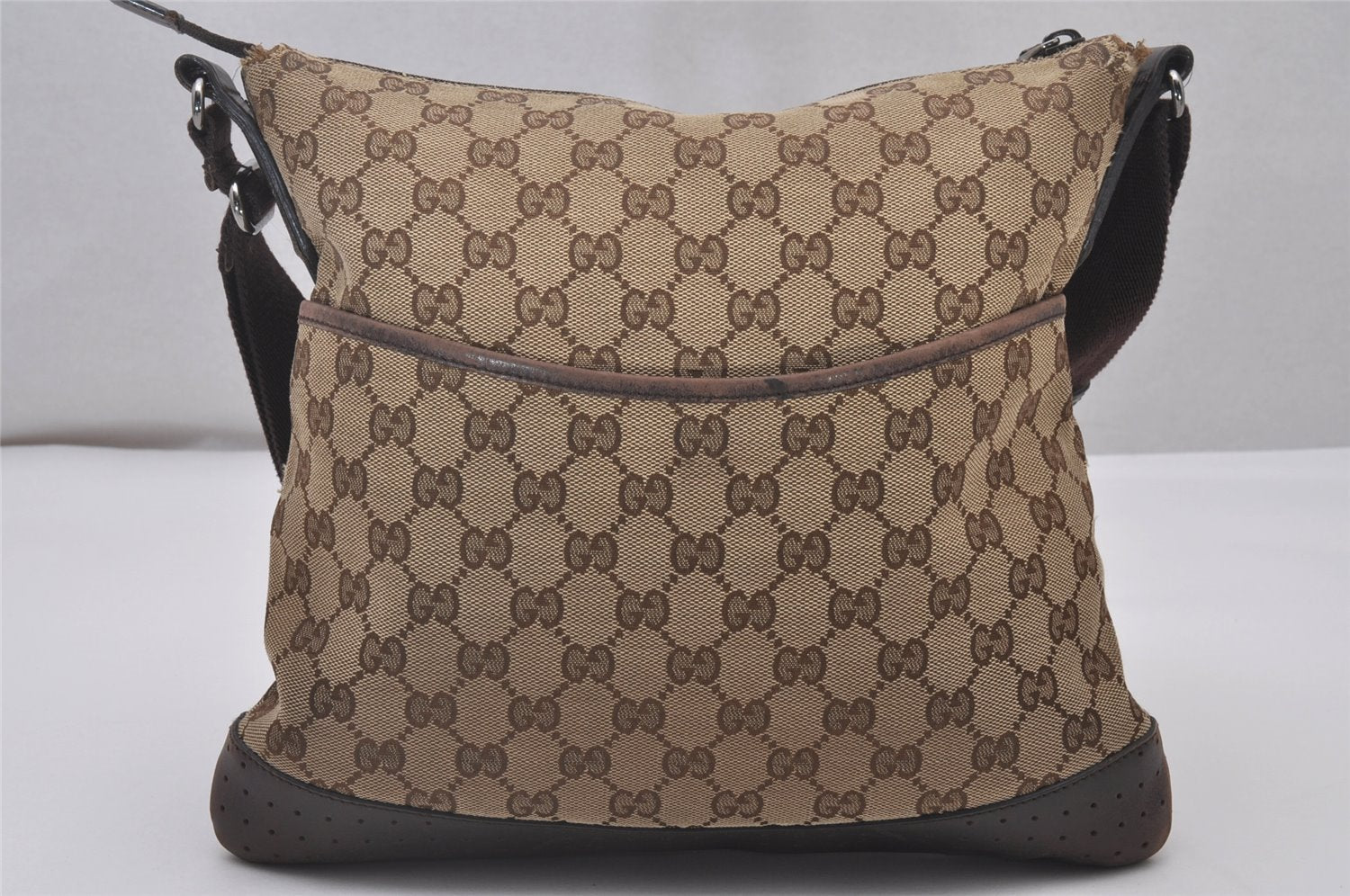 Authentic GUCCI Shoulder Cross Body Bag GG Canvas Leather 145857 Brown 5430I