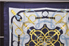 Authentic HERMES Carre 90 Scarf "Eperon d'or" Silk Navy 5431D