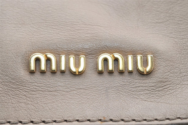 Authentic MIU MIU Vintage Leather 2Way Shoulder Hand Bag Beige 5432I