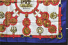 Authentic HERMES Carre 90 Scarf "cuivreries" Silk Navy 5433D