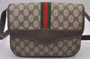 Authentic GUCCI Web Sherry Line Shoulder Bag GG PVC Leather Brown Junk 5433I