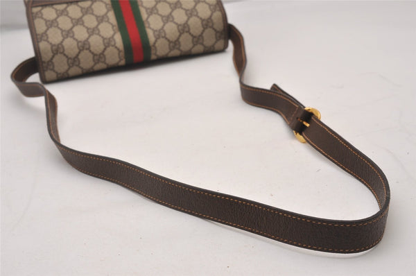 Authentic GUCCI Web Sherry Line Shoulder Bag GG PVC Leather Brown Junk 5433I