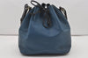 Authentic Louis Vuitton Epi Petit Noe Bi-color Blue x Black Drawstring Bag 5434I