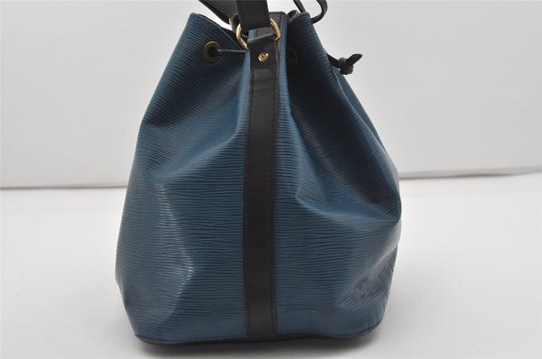 Authentic Louis Vuitton Epi Petit Noe Bi-color Blue x Black Drawstring Bag 5434I