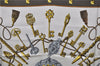 Authentic HERMES Carre 90 Scarf "LES CLES" Silk Brown 5436D