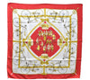 Authentic HERMES Carre 90 Scarf "LES BECANES" Silk Red 5438D