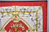 Authentic HERMES Carre 90 Scarf "LES BECANES" Silk Red 5438D
