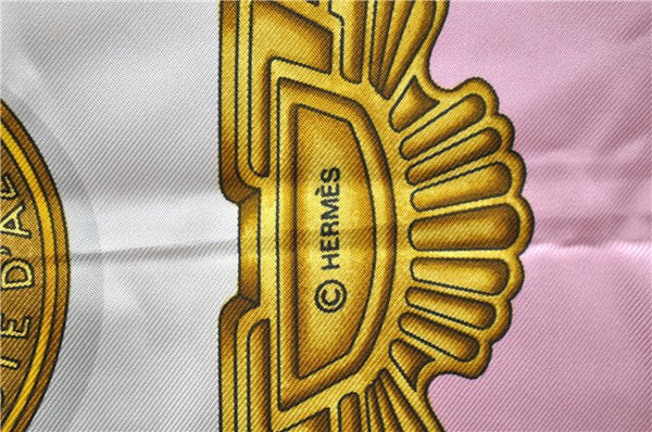 Authentic HERMES Carre 90 Scarf "LES PARURES DU VENT" Silk Pink 5440D