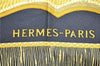 Authentic HERMES Carre 90 Scarf "Poste et Cavalerie" Silk Black 5441D