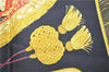 Authentic HERMES Carre 90 Scarf "Poste et Cavalerie" Silk Black 5441D