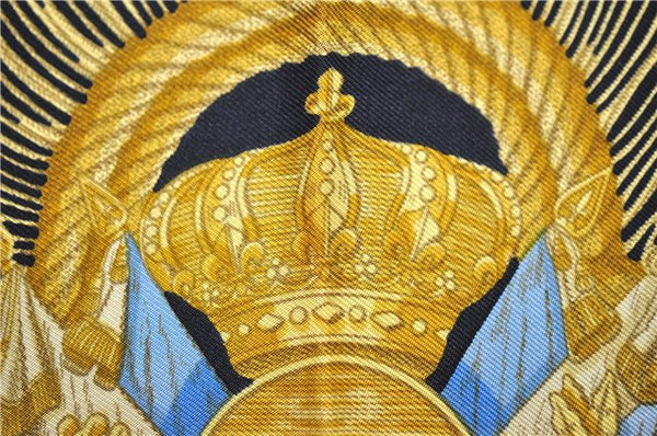 Authentic HERMES Carre 90 Scarf "Poste et Cavalerie" Silk Black 5441D