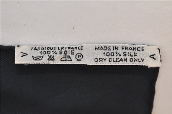 Authentic HERMES Carre 90 Scarf "Poste et Cavalerie" Silk Black 5441D