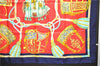 Authentic HERMES Carre 90 Scarf "LES MUSEROLLES" Silk Navy 5442D