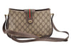 Authentic GUCCI Web Sherry Line Shoulder Cross Bag GG PVC Leather Brown 5444I