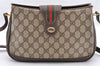 Authentic GUCCI Web Sherry Line Shoulder Cross Bag GG PVC Leather Brown 5444I