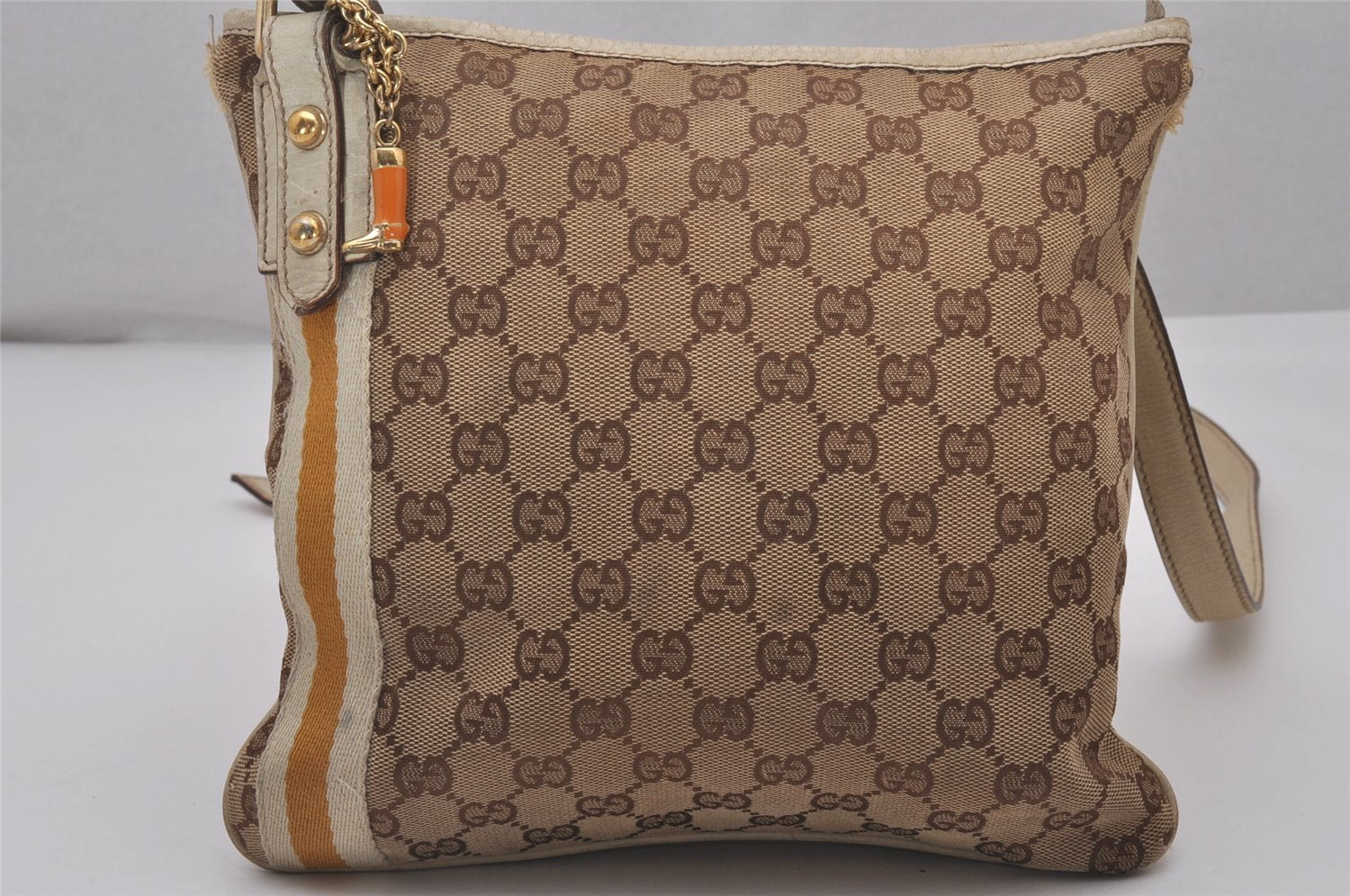 Authentic GUCCI Sherry Line Shoulder Bag GG Canvas Leather 144388 Brown 5446I