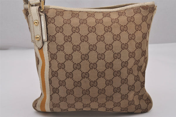 Authentic GUCCI Sherry Line Shoulder Bag GG Canvas Leather 144388 Brown 5446I