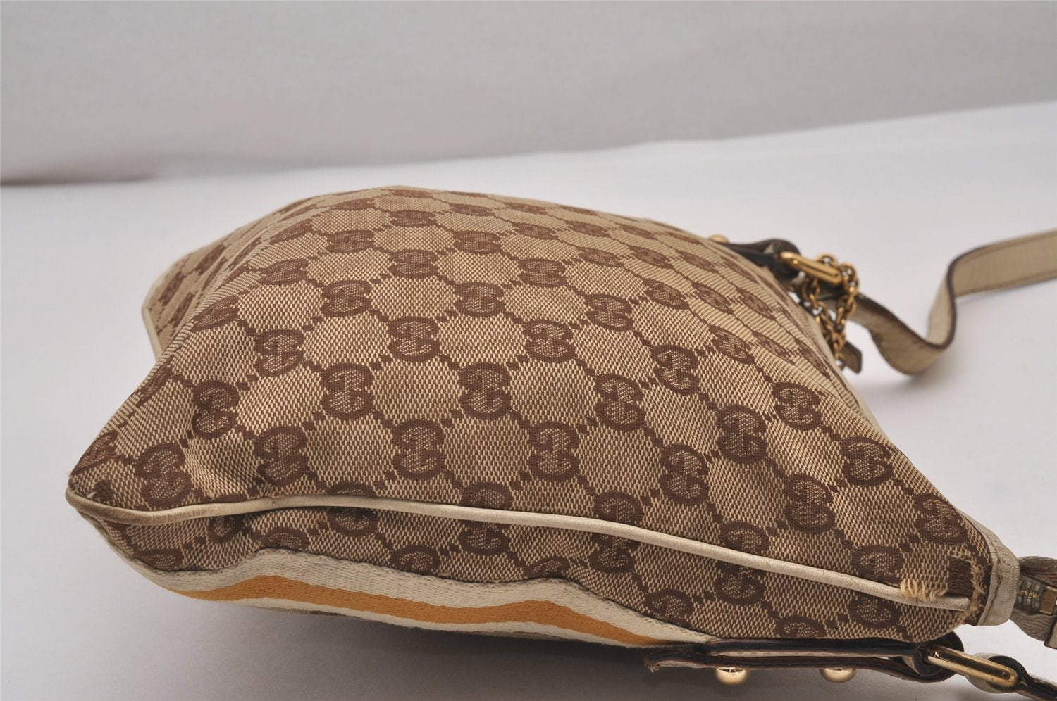 Authentic GUCCI Sherry Line Shoulder Bag GG Canvas Leather 144388 Brown 5446I