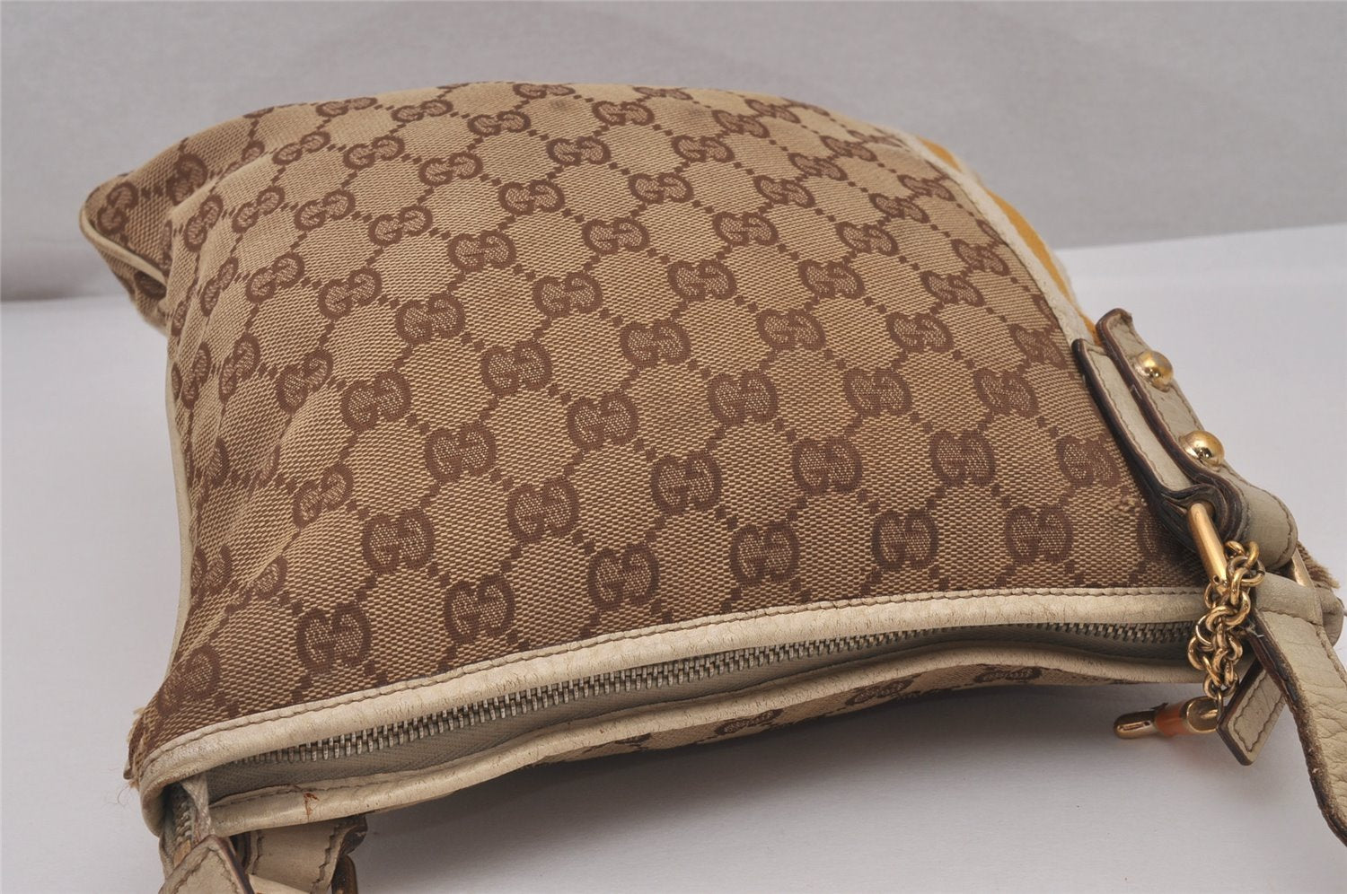 Authentic GUCCI Sherry Line Shoulder Bag GG Canvas Leather 144388 Brown 5446I