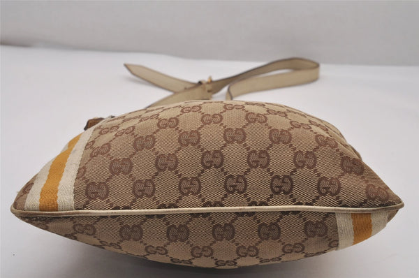 Authentic GUCCI Sherry Line Shoulder Bag GG Canvas Leather 144388 Brown 5446I
