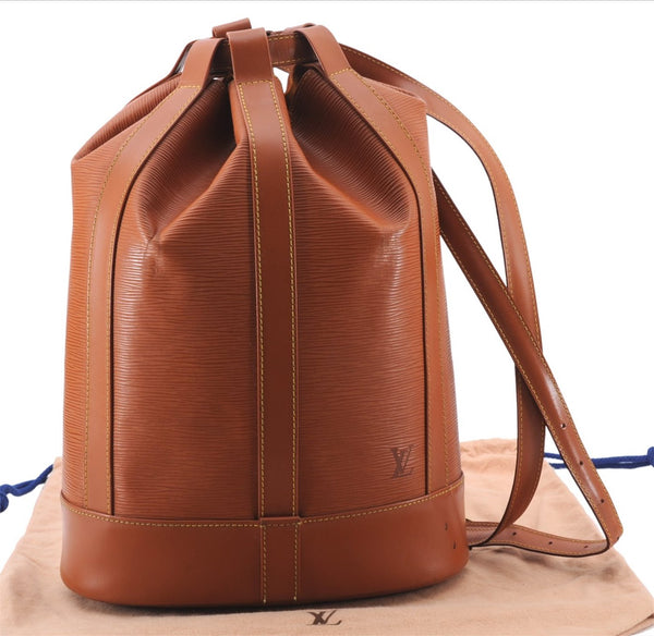 Authentic Louis Vuitton Epi Randonnee PM Shoulder Bag Brown M52358 LV 5447E