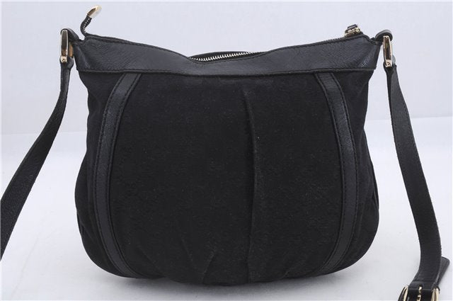 Authentic GUCCI Abbey Shoulder Cross Bag GG Canvas Leather 203257 Black 5449D