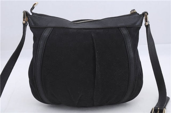 Authentic GUCCI Abbey Shoulder Cross Bag GG Canvas Leather 203257 Black 5449D