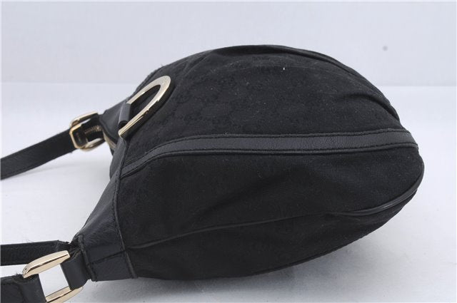 Authentic GUCCI Abbey Shoulder Cross Bag GG Canvas Leather 203257 Black 5449D
