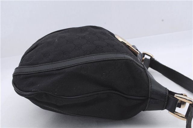 Authentic GUCCI Abbey Shoulder Cross Bag GG Canvas Leather 203257 Black 5449D