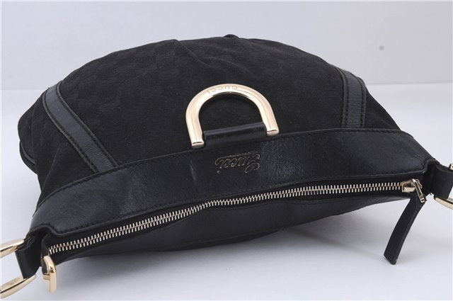 Authentic GUCCI Abbey Shoulder Cross Bag GG Canvas Leather 203257 Black 5449D