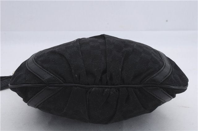 Authentic GUCCI Abbey Shoulder Cross Bag GG Canvas Leather 203257 Black 5449D