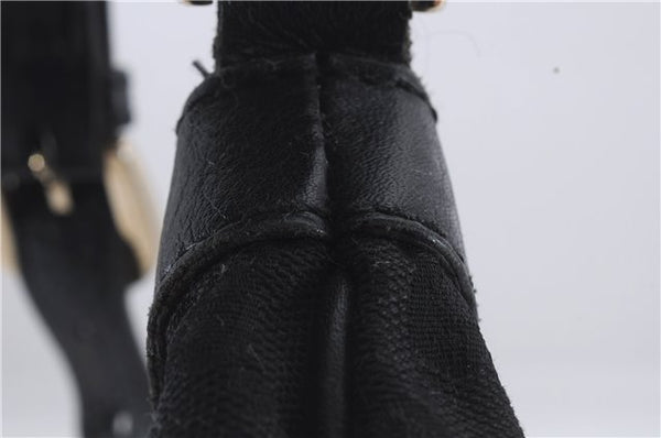 Authentic GUCCI Abbey Shoulder Cross Bag GG Canvas Leather 203257 Black 5449D