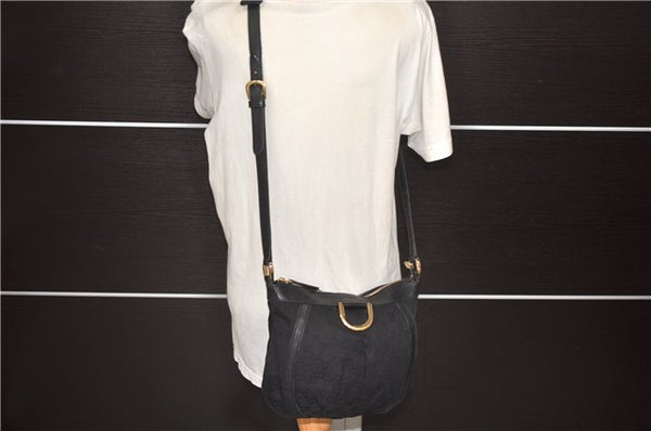 Authentic GUCCI Abbey Shoulder Cross Bag GG Canvas Leather 203257 Black 5449D