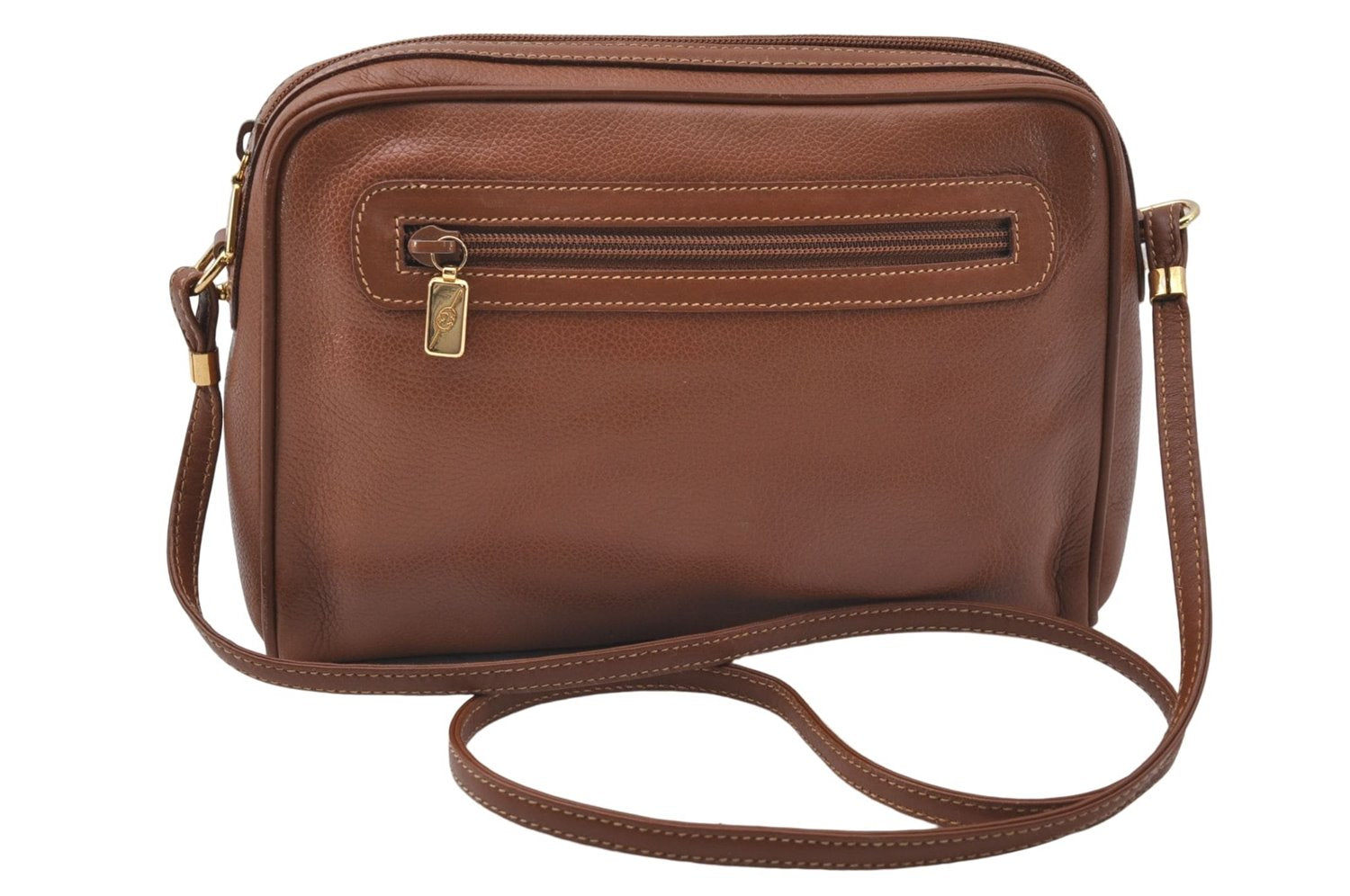 Authentic GUCCI Vintage Shoulder Cross Body Bag Purse Leather Brown 5450D