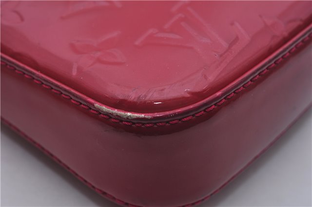 Authentic Louis Vuitton Vernis Pochette Accessoires Pouch Red M91577 LV 5450E