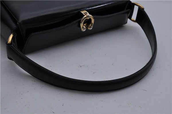 Authentic GUCCI Vintage Shoulder Hand Bag Purse Leather Black 5451D