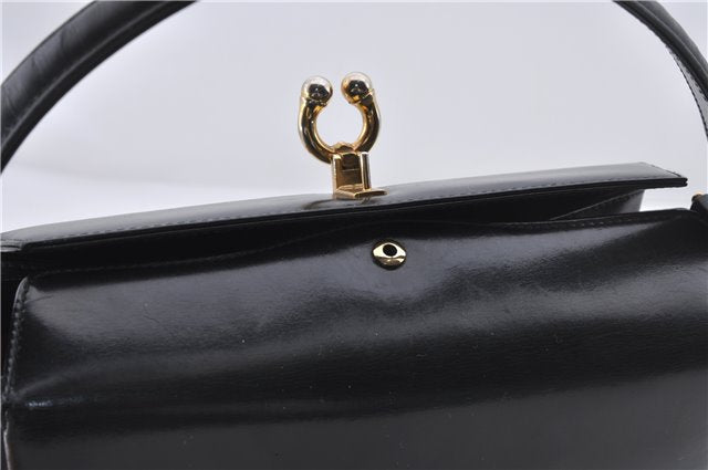 Authentic GUCCI Vintage Shoulder Hand Bag Purse Leather Black 5451D