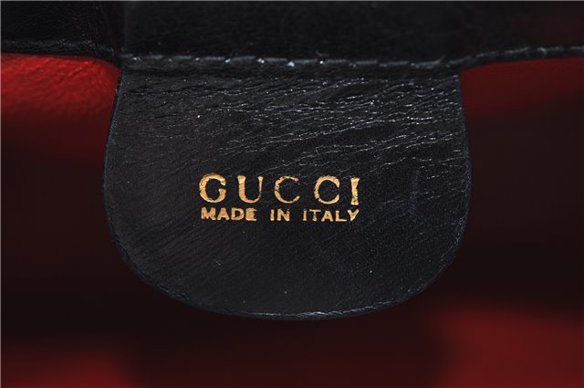 Authentic GUCCI Vintage Shoulder Hand Bag Purse Leather Black 5451D