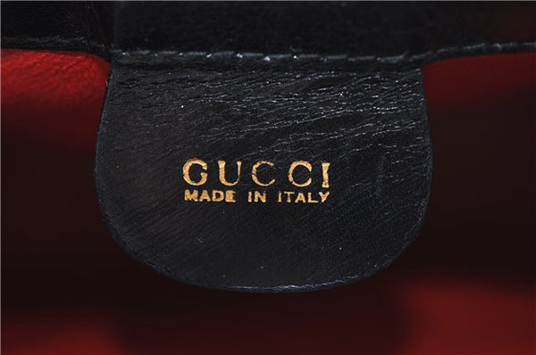 Authentic GUCCI Vintage Shoulder Hand Bag Purse Leather Black 5451D