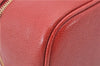 Authentic CHANEL Caviar Skin CoCo Mark Vanity Hand Bag Case Red CC 5452E