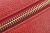 Authentic CHANEL Caviar Skin CoCo Mark Vanity Hand Bag Case Red CC 5452E