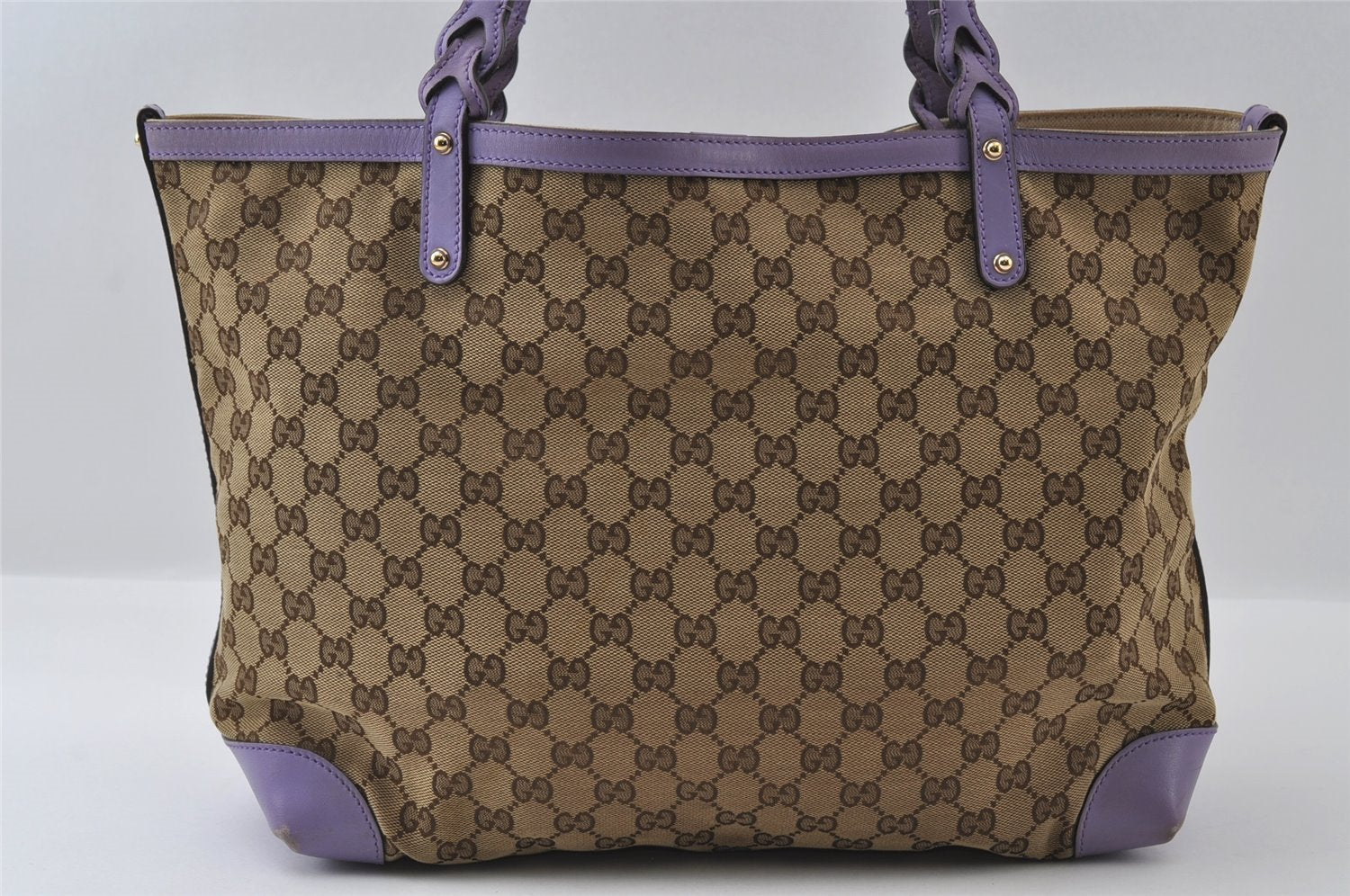 Authentic GUCCI Craft Shoulder Tote Bag GG Canvas Leather 247209 Brown 5452I