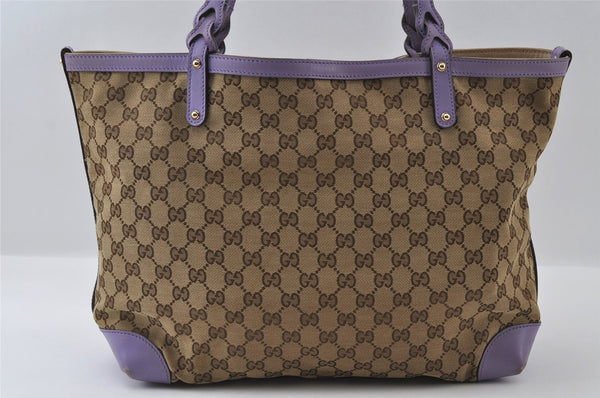Authentic GUCCI Craft Shoulder Tote Bag GG Canvas Leather 247209 Brown 5452I