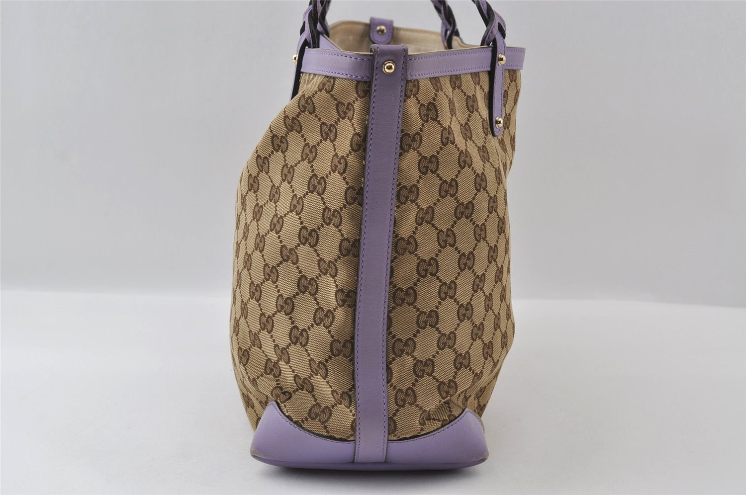 Authentic GUCCI Craft Shoulder Tote Bag GG Canvas Leather 247209 Brown 5452I