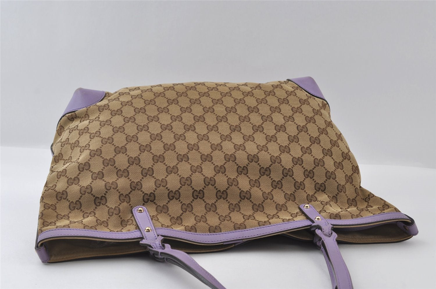 Authentic GUCCI Craft Shoulder Tote Bag GG Canvas Leather 247209 Brown 5452I